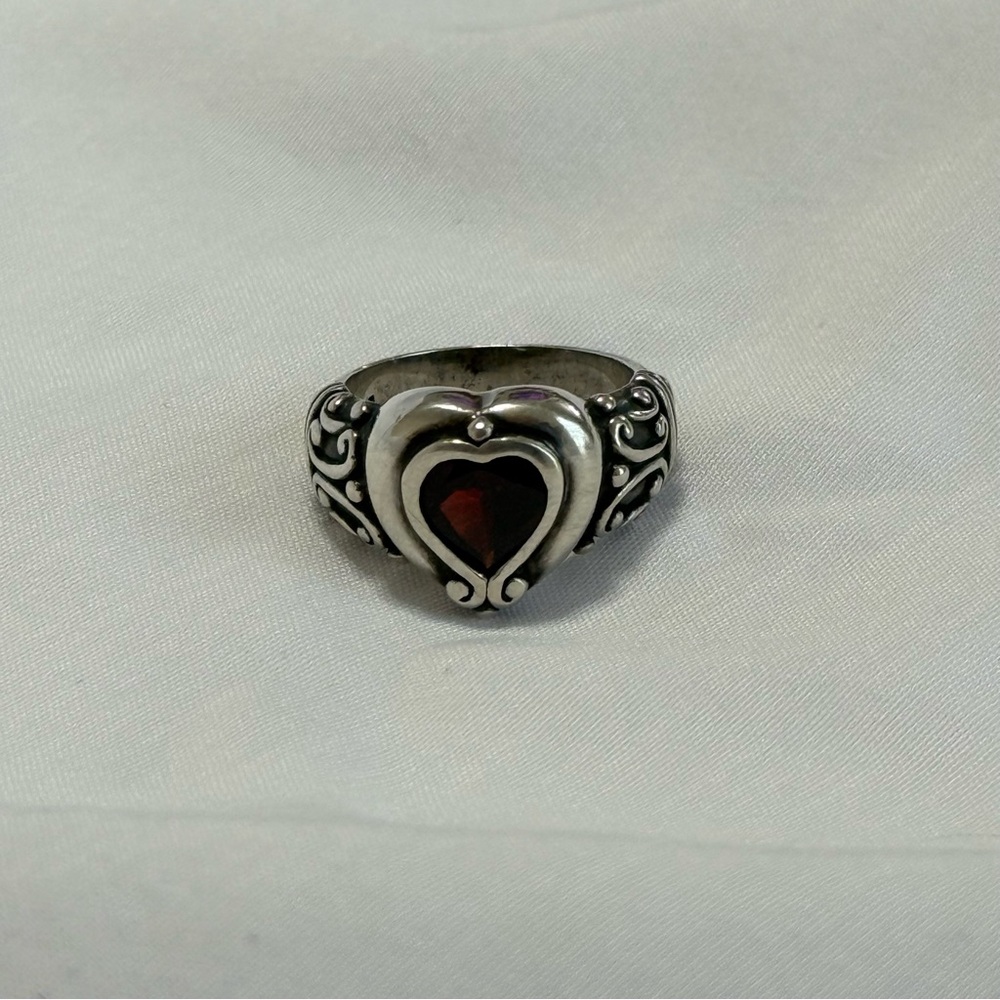 Retired Brighton Vintage Sterling Silver Heart Prima Donna Ring - sz8 - Picture 2 of 6